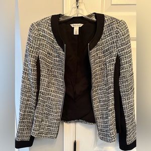 Black and white zip cropped blazer - Size 4